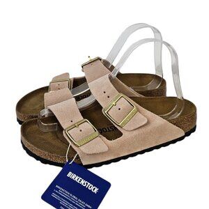 Birkenstock Womens Arizona Sandals, Suede Leather, Light Rose, Size 38 / 7-7.5